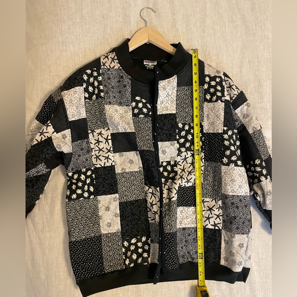 Jerzees - Patchwork Quilt Jacket - Black And Whit… - image 4